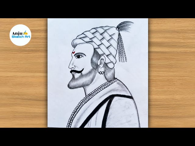 Pencil Sketch of Veer Shivaji - Desi Painters